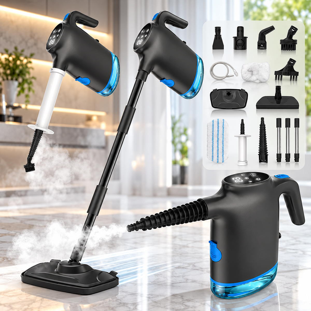 Nettoyeur vapeur CleanDampf avec balai vapeur