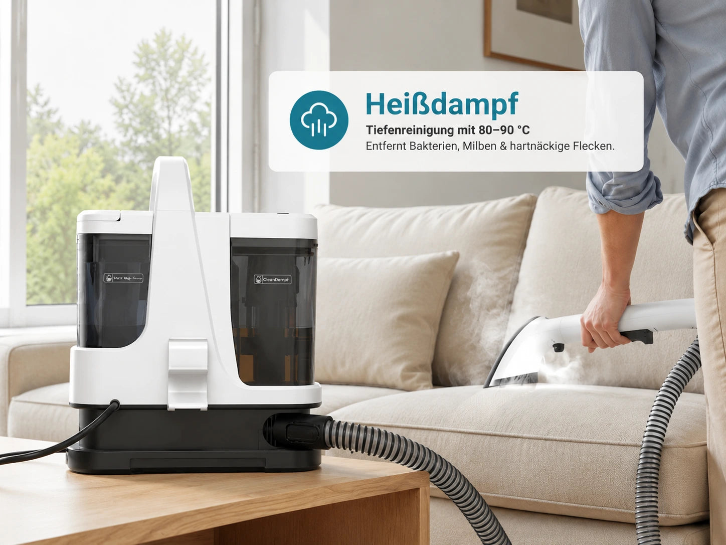 DampfHeld Nasssauger 4-in-1 bei der Reinigung