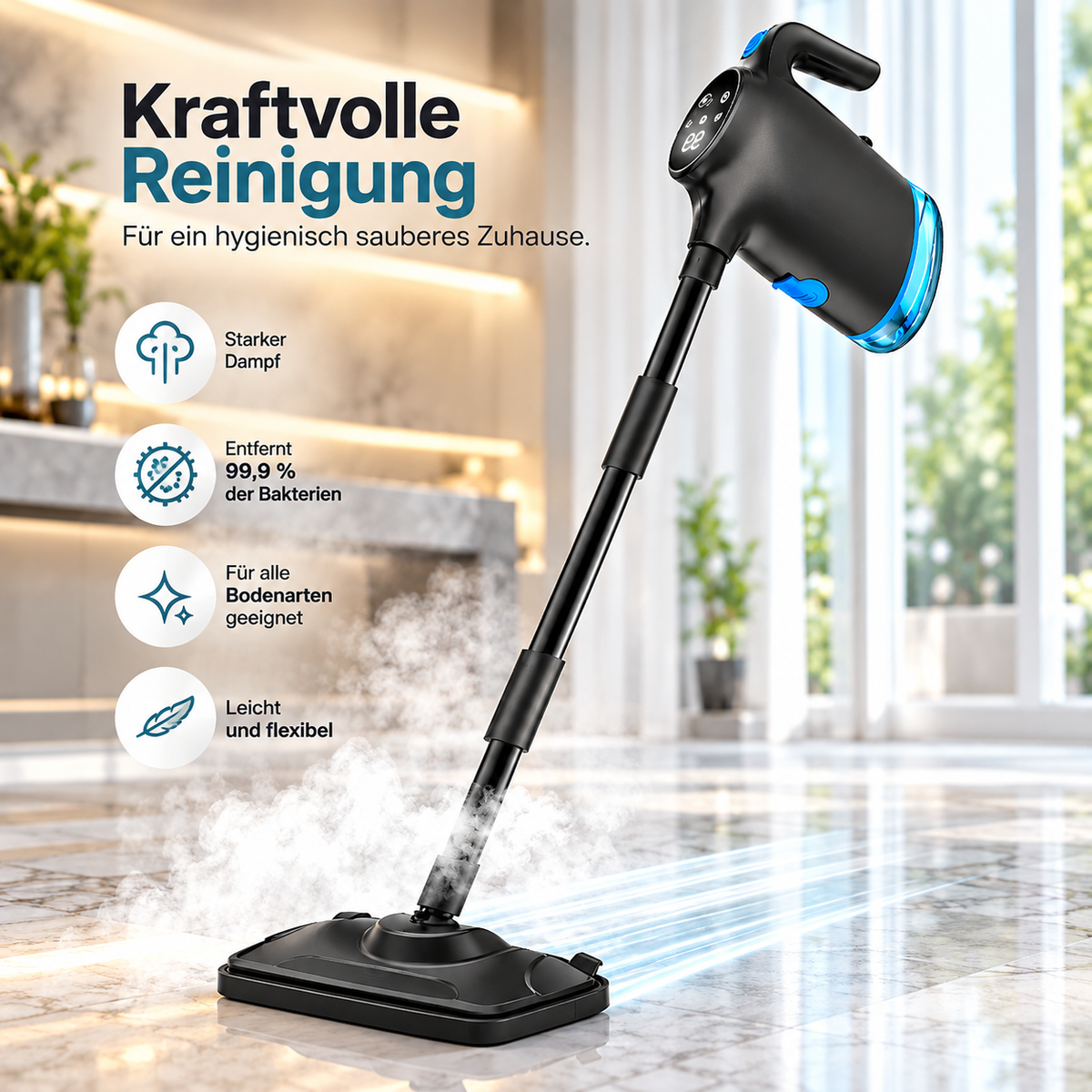 Nettoyeur vapeur CleanDampf avec balai vapeur